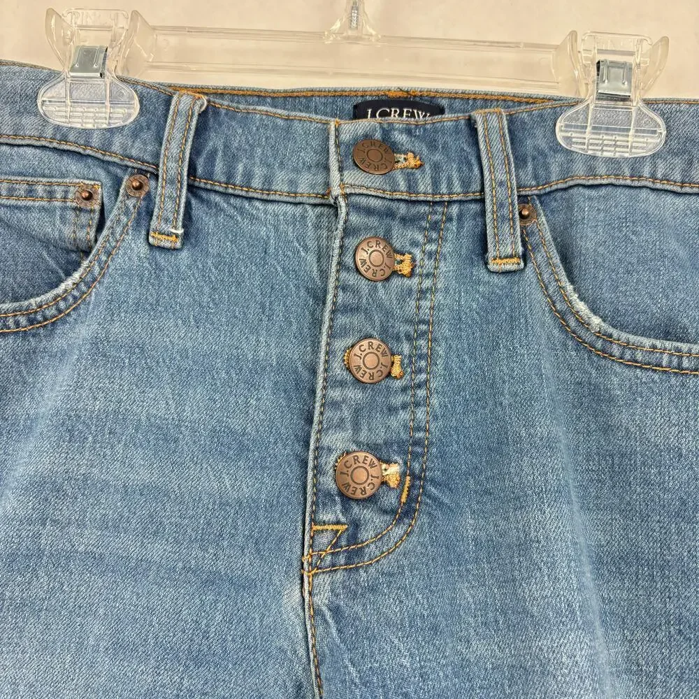 J. Crew Mid Rise Flare Crop Jeans‎ Stretch Denim Button Fly Women's Size 28